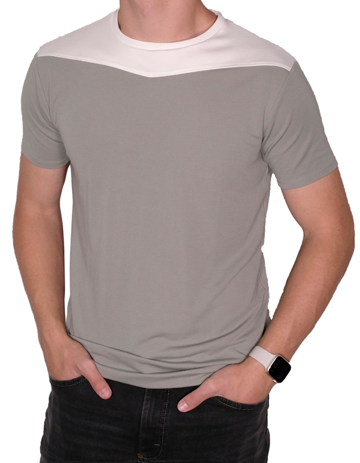 Men's Crewneck Collar Casual T-Shirt in Earthtones for Shoulder Appeal