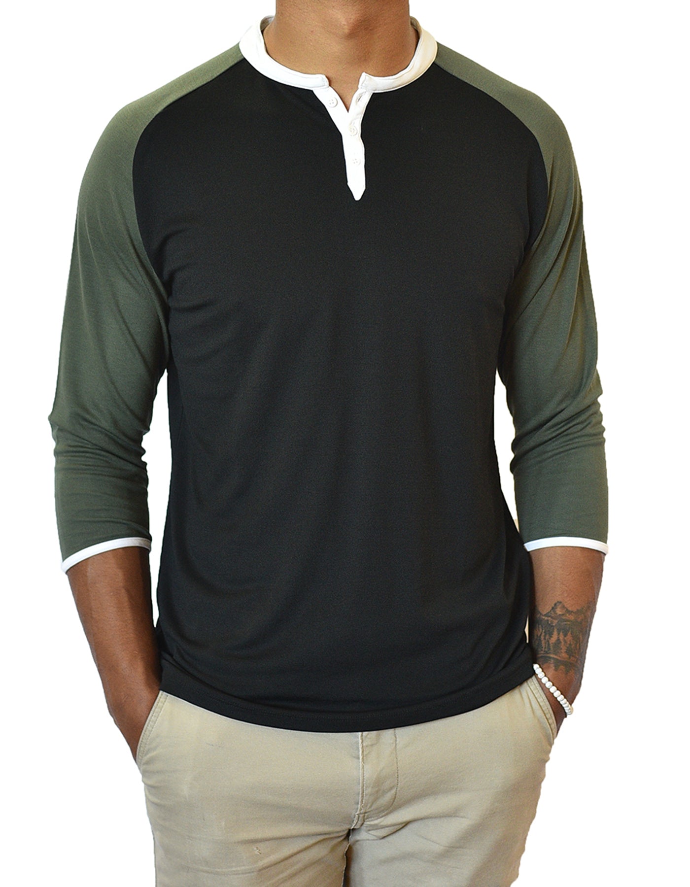 Henley shirt 3/4 sleeve best sale